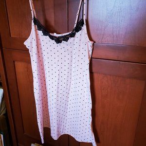 Pale Pink Nightie w/ Black lace and polka dots - Frenchie! L-XL